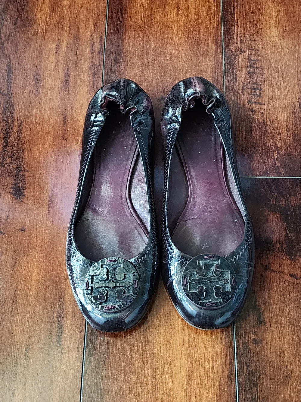 Tory Burch Reva Ballet Flats Purple Patent Leather Women's Size 7.5